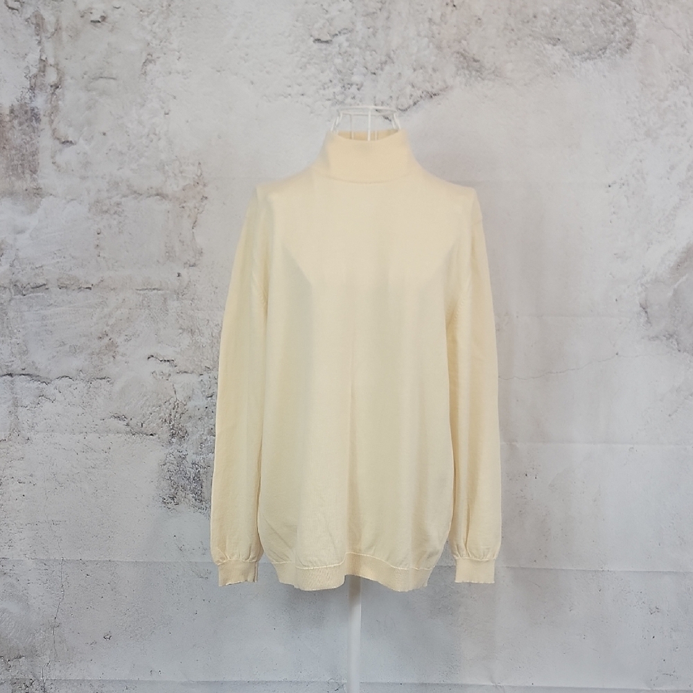 Studio 121 Mock Turtleneck Sweater 100% Wool - Cream Womens Size XL